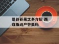 景谷芒果之乡介绍 西双版纳产芒果吗