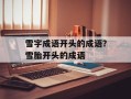 雪字成语开头的成语？雪胎开头的成语