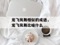 龙飞凤舞相似的成语，龙飞凤舞比喻什么
