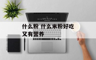什么粉 什么米粉好吃又有营养