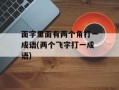 面字里面有两个角打一成语(两个飞字打一成语)