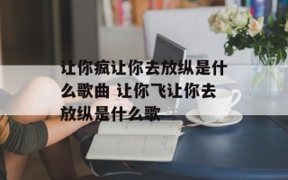 让你疯让你去放纵是什么歌曲 让你飞让你去放纵是什么歌