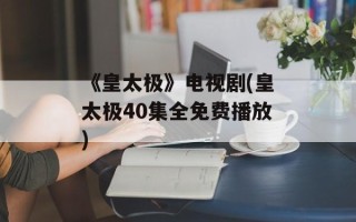 《皇太极》电视剧(皇太极40集全免费播放)