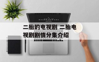 二胎的电视剧 二胎电视剧剧情分集介绍