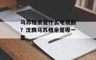 马苏相亲是什么电视剧？沈腾马苏相亲是哪一集