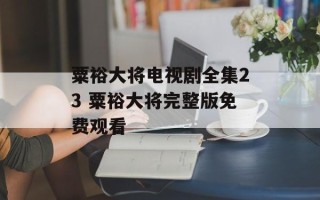 粟裕大将电视剧全集23 粟裕大将完整版免费观看