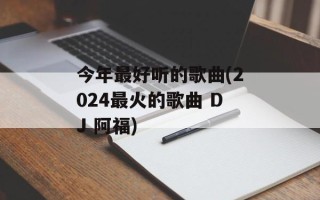 今年最好听的歌曲(2024最火的歌曲 DJ 阿福)