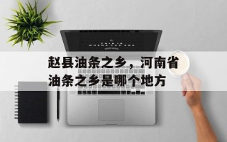 赵县油条之乡，河南省油条之乡是哪个地方