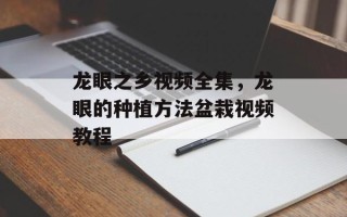 龙眼之乡视频全集，龙眼的种植方法盆栽视频教程